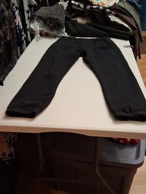 Roots Black Elastic-Waist Track Joggers